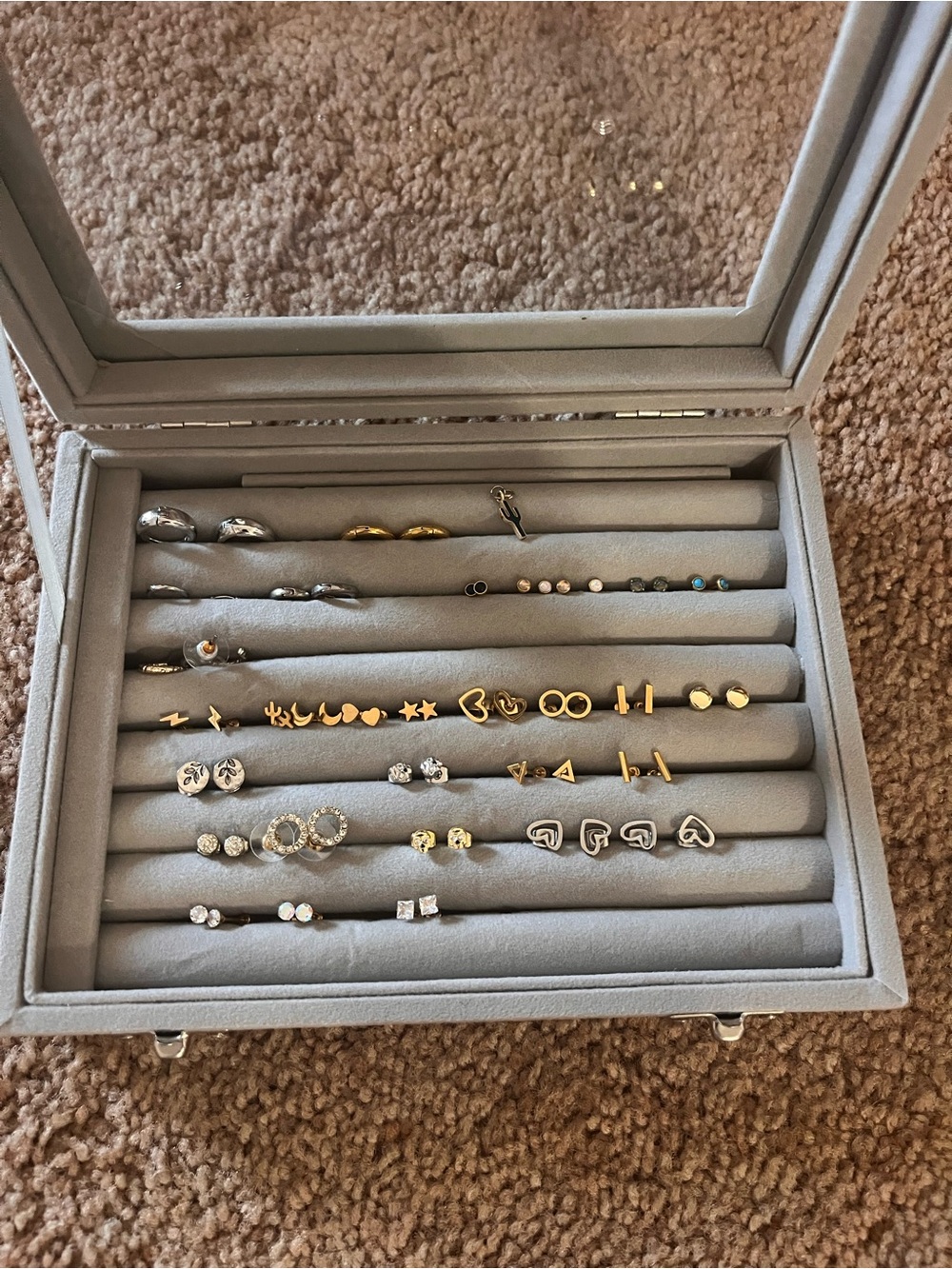 Mixed Metal Stud & hoop earrings - box included